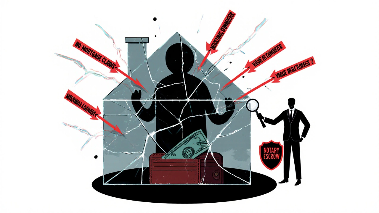 Křehký dům je poškozený chybami v smlouvě, zatímco právník chrání úschovný účet.