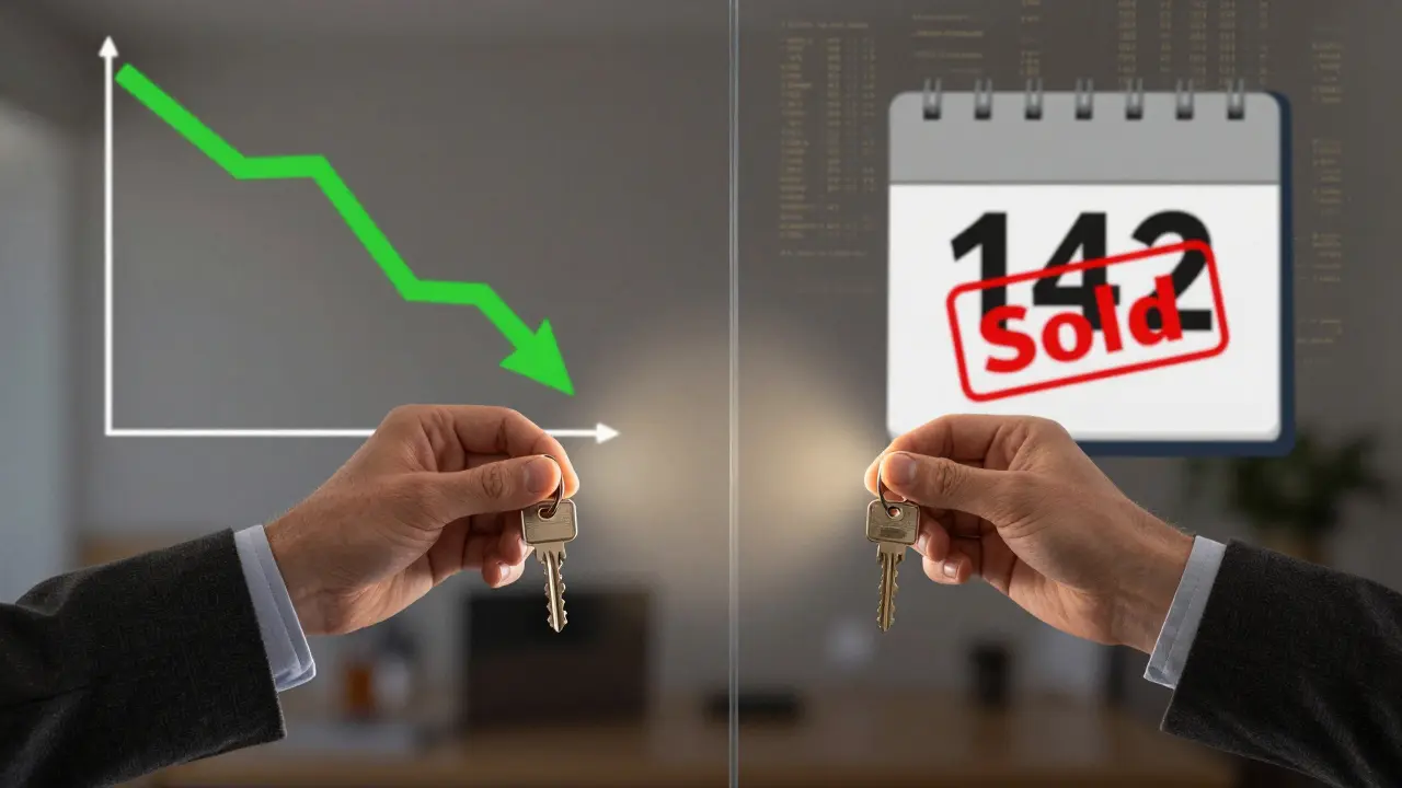 Kupující a prodávající oddělení skleněnou stěnou, s grafy ukazujícími čas a ceny na pozadí.