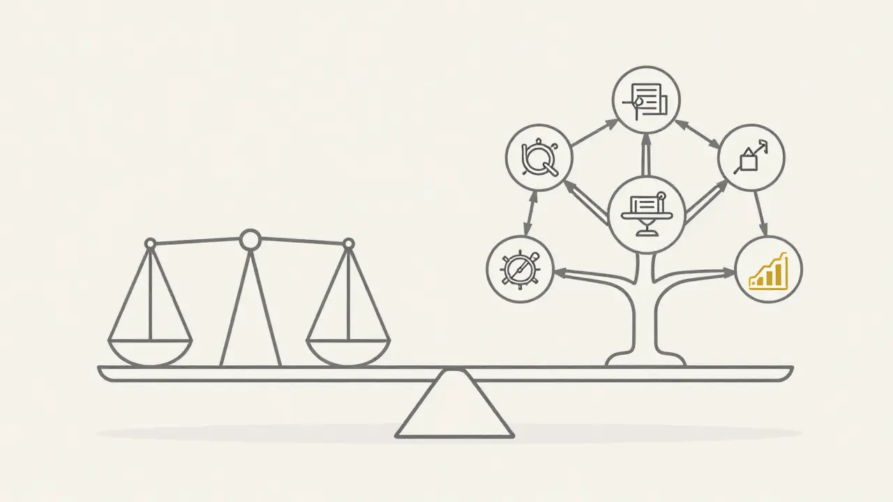 Váha mezi finálním výsledkem a designovým procesem symbolizovaná rovnováhou.