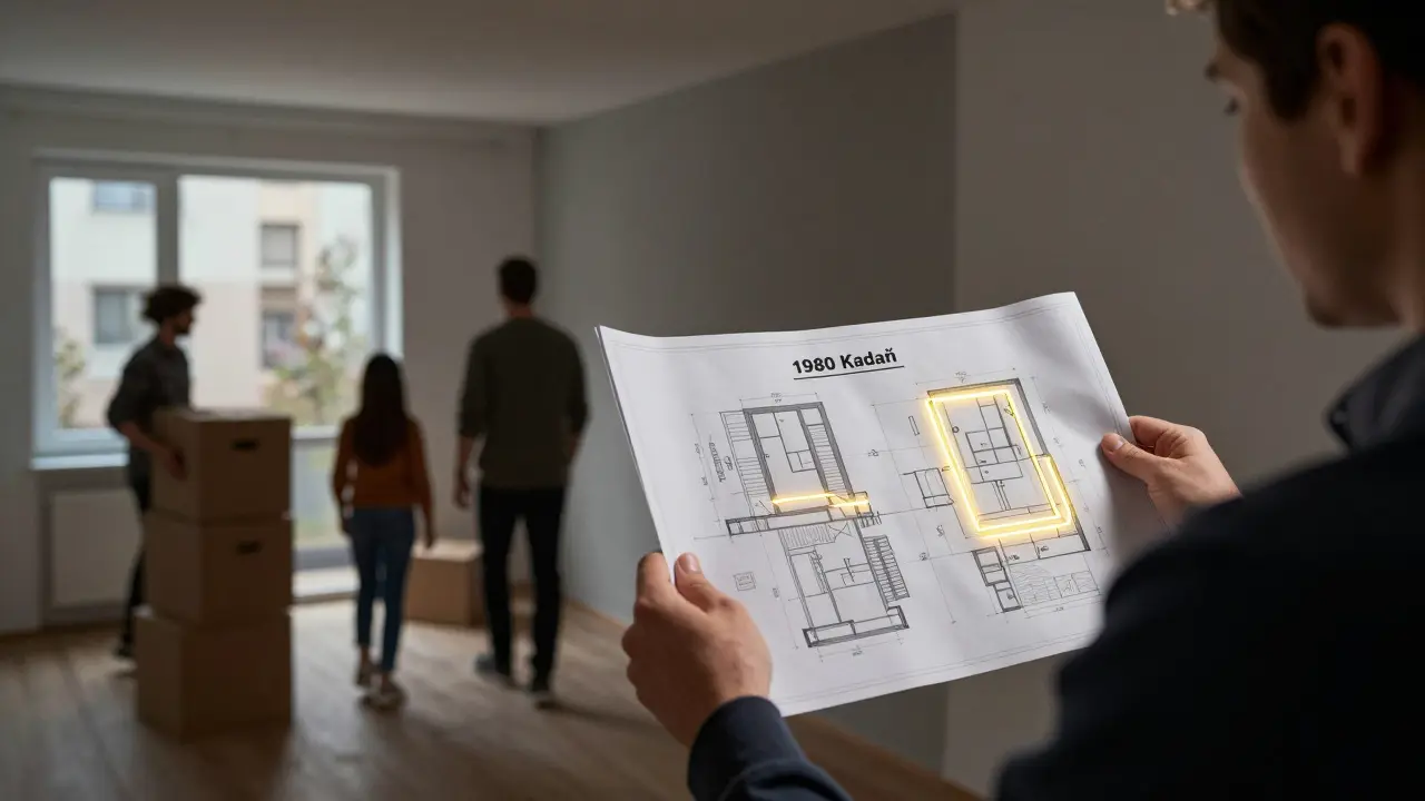 Investor rekonstruuje starý byt v Kadaně, zatímco rodina přistěhuje.