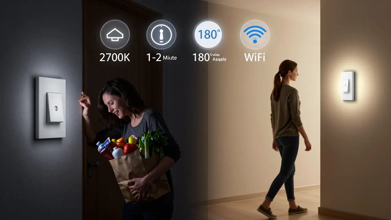Srovnání starého a moderního osvětlení v předsíni: ruční vypínač vs. automatický senzor.