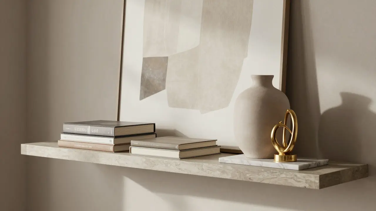 Dekorace polic: Jak ovládnout vrstvení, výšku a rytmus pro moderní interiér