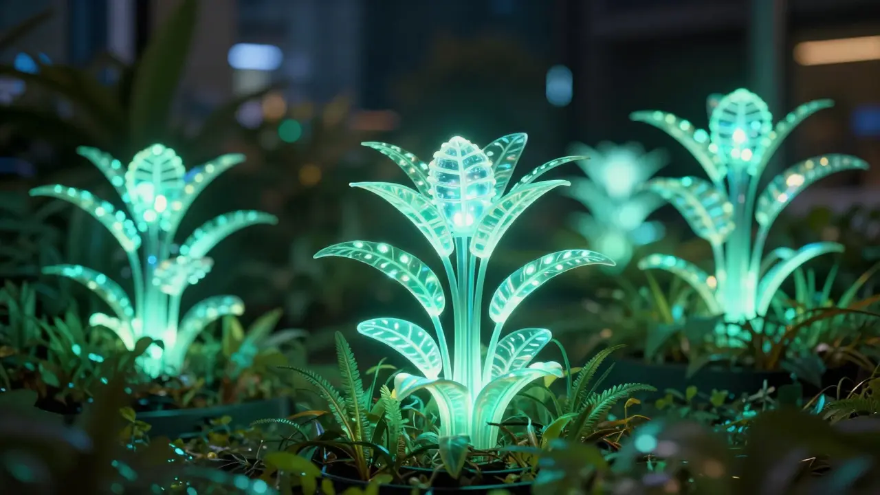 Bioluminiscenční rostliny emitující měkké světlo v budoucnosti