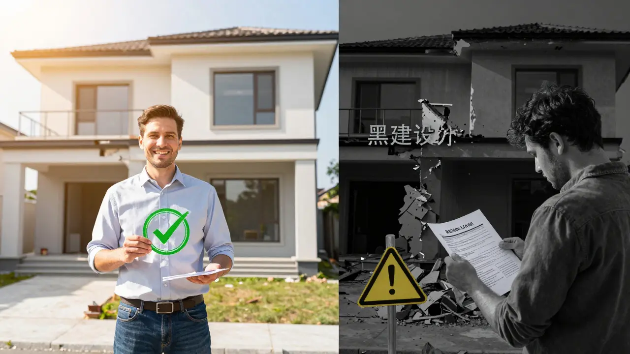 Kontrast mezi schválenou stavbou a demolicí kvůli porušení zákona