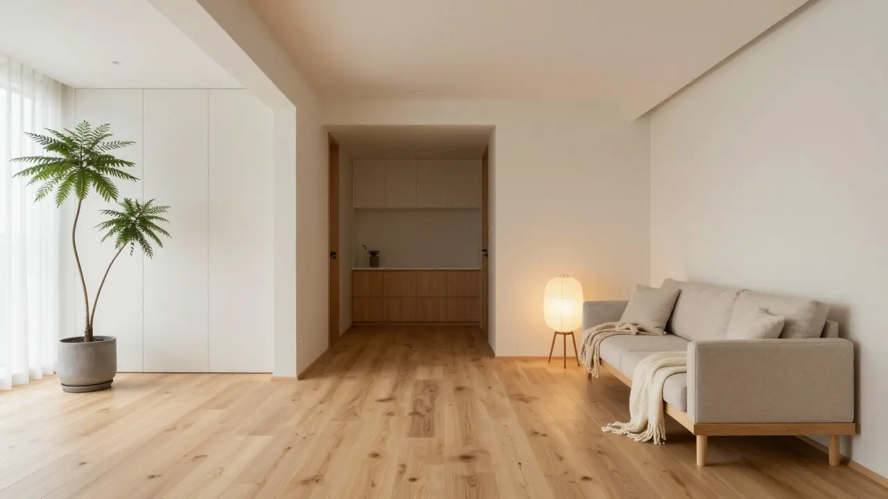 Moderní interiér ve stylu Japandi kombinující klid a útulnost