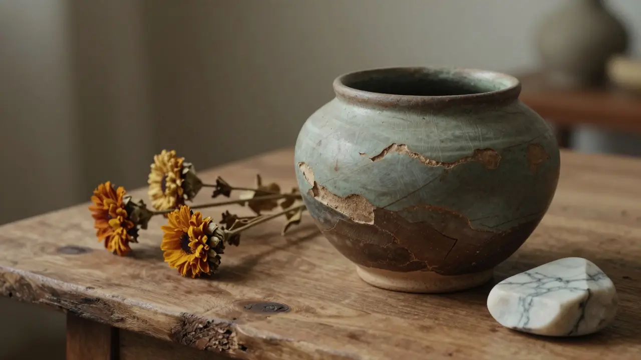 Ruční keramika a dřevo ve stylu Wabi-Sabi