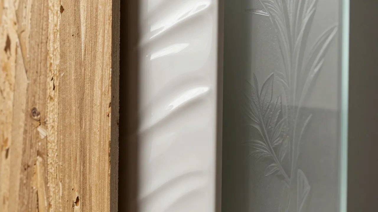 Detailní záběr různých texturovaných stavebních materiálů