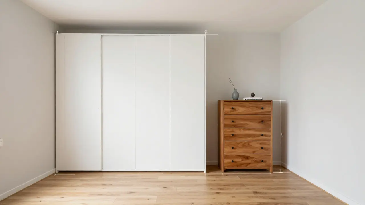 Skříň s posuvnými dveřmi a vysoká komoda