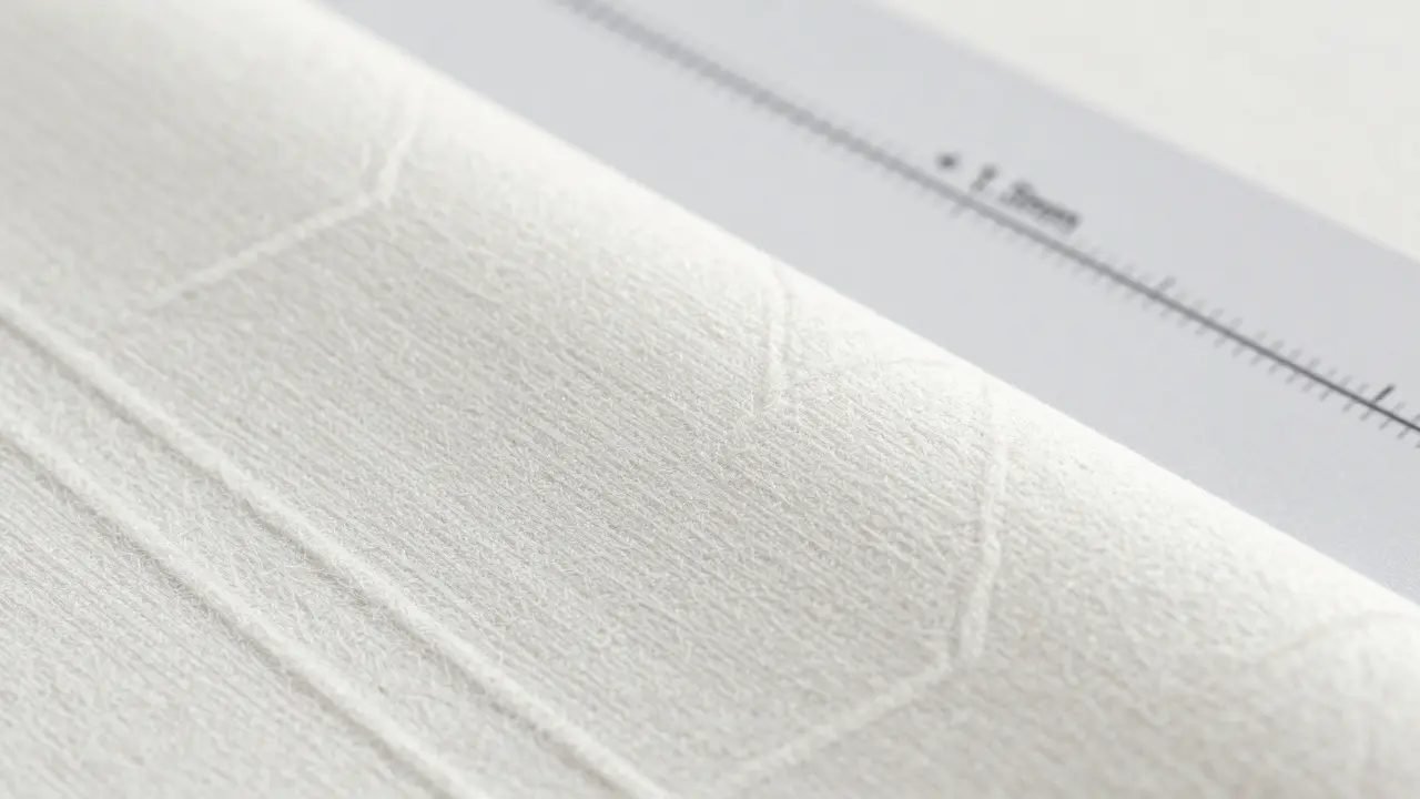 Detail netkané tapety a laserové vodováhy pro přesnou montáž