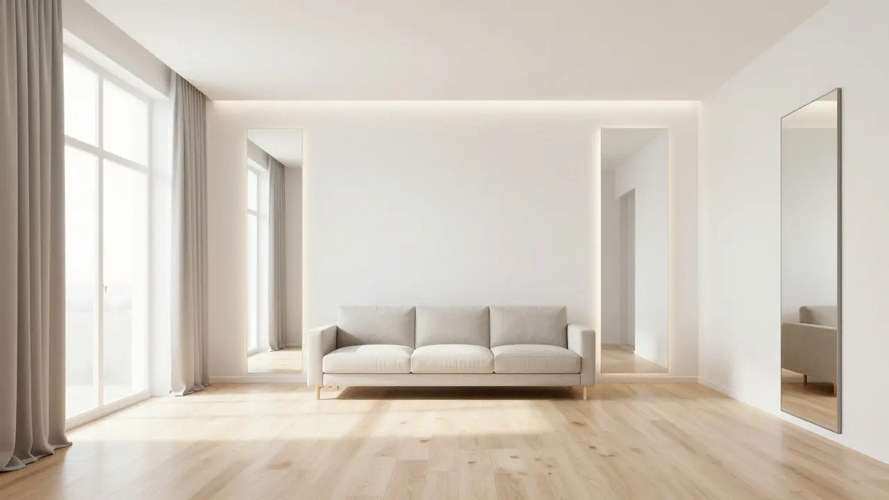 Světlý minimalistický interiér po vyklizení s čistými liniemi