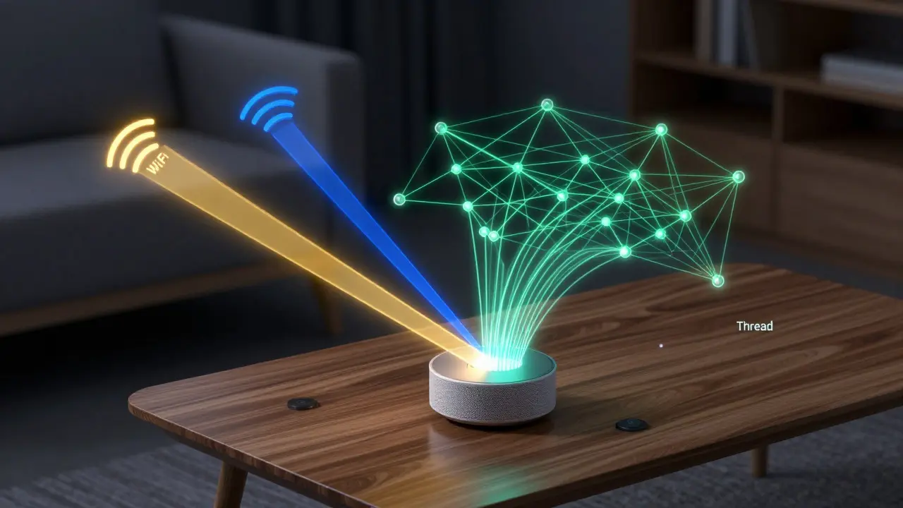 3D visualization of Wi-Fi, Bluetooth, and Thread networks in a home