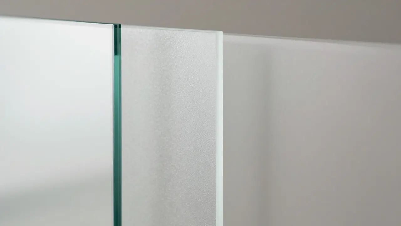 Detailní záběr na materiály: sklo, polykarbonát a plexisklo