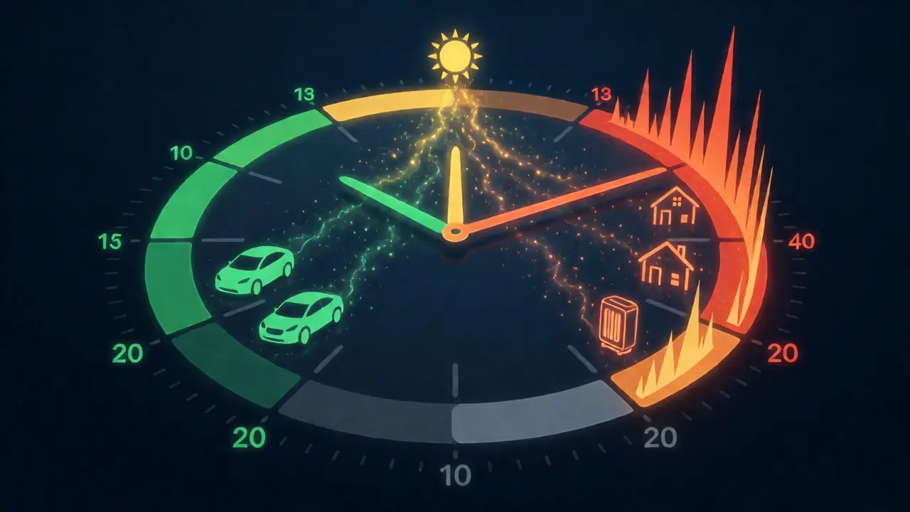 Konceptuální vizualizace denních cenových pásem elektřiny s tokem energie