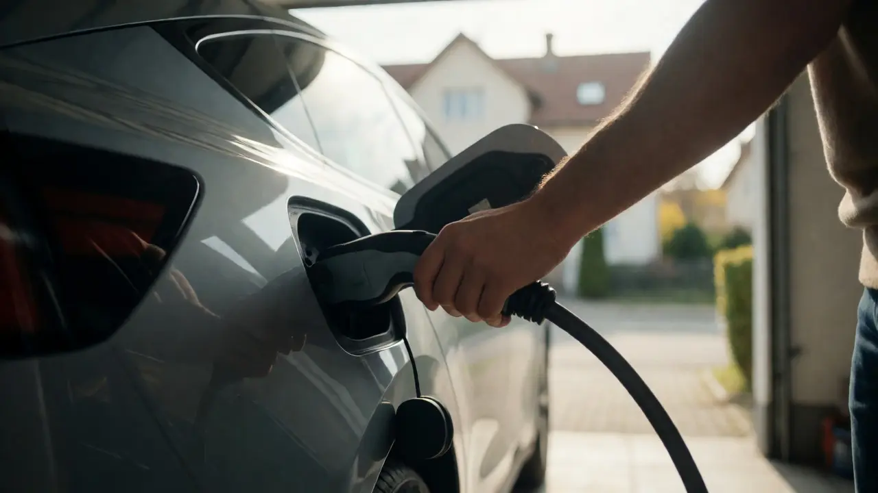 Nabíjení elektromobilu ve dne pro využití levné sluneční energie