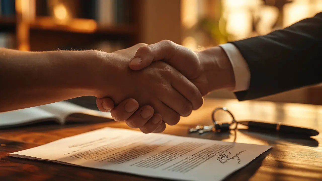 Rukojetí nad podepsanou smlouvou jako znak úspěšné dohody