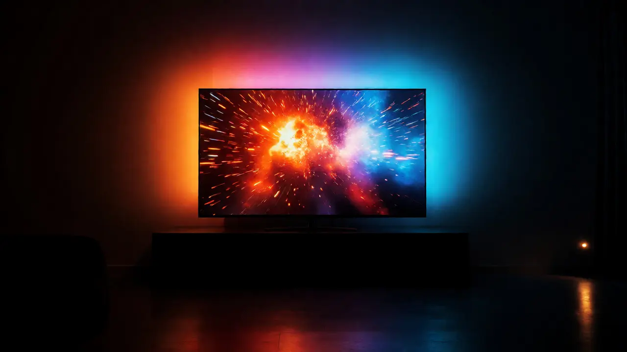 Sledování filmu s podsvícením TV synchronizovaným s obrazem